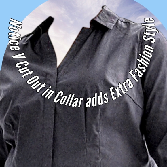 NWT Sz 1X Tailored Button Down Shirt w Pintucks ¾ Length Cuff Sleeves - Picture 6 of 7